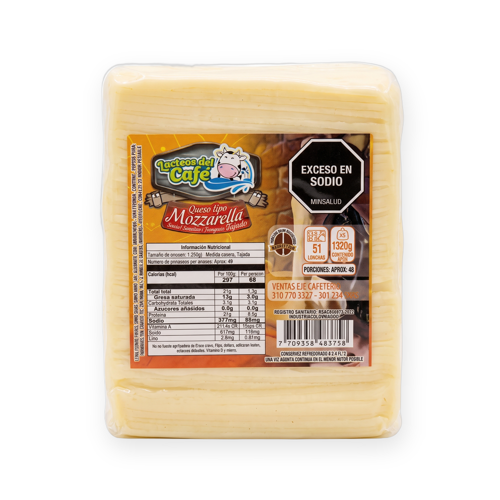 Queso tipo Mozzarella 1/2 Bloque x51 · Lácteos del Café